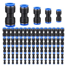 100 Pcs Pneumatic Quick Connect Air Hose Fitting Kit 4/6/8/10/12mm Straight Plastic Connector for Tube,Truck, Automotive