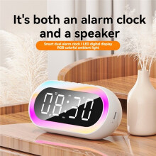 LED Night Light Alarms Clock Multifunctional Bedside Student Bedhead Bedroom Nightlight Clock Speaker White