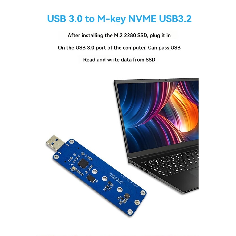 External Cable Riser M.2 NVME to USB 3.0 Riser Board Converter Adapter USB 3.0 to M-Key NVME ...
