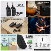 Guitar Wireless Transmitter Receiver Rechargeable Wireless Audio System for Electric Guitar Instrument Performance