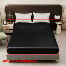 (Black, 153x203cm) Satin Sheet Fitted Soft Bedspread With Solid Color Design Suitable For Elegant Bedroom Decor