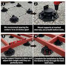 14-Pack Adjustable Deck Support Pedestals, 1.18"-2.36" (30-60 mm), for 2x4 & 2x6 Joist Framing