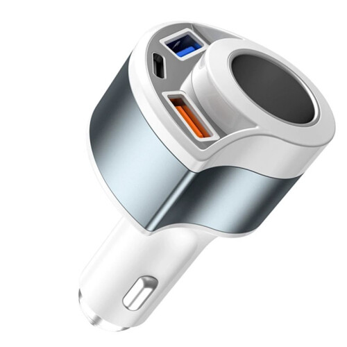 Fast Charging Multi Port Vehicle Power Adapter Car Charger with Cigarette Lighter Splitter Socket Type C Dual USB 1