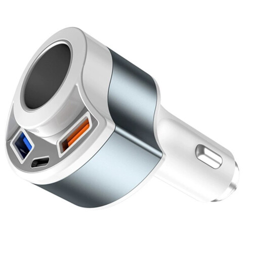 Fast Charging Multi Port Vehicle Power Adapter Car Charger with Cigarette Lighter Splitter Socket Type C Dual USB 2