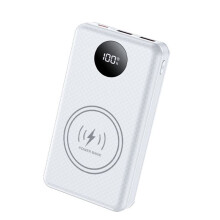 6X 18650 Power Bank Case 22.5W PD + 15W Wireless Fast Charging DIY Detachable Battery Storage Box, No Welding White