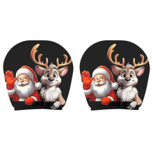 2Pcs Christmas Car Headrest Cover Santa Claus Funny Headrest Protectors Washable Cartoon Auto Headcover A
