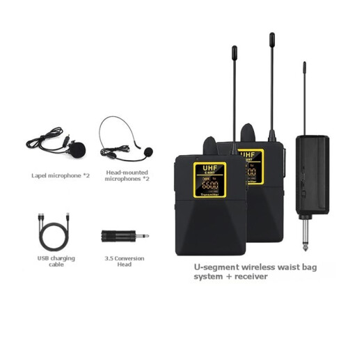 1-to-2 UHF Wireless Bodypack Lavalier Mic 38m Long Range Zero Latency Lapel Microphone for Teaching Live Performance 1