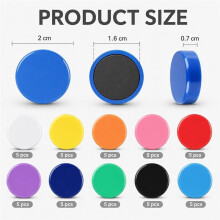 Pack of 50 Fridge Magnets, Colourful, Round Strong Magnets,for Fridge, Whiteboard, Magnetic Board, Locker Pin Board