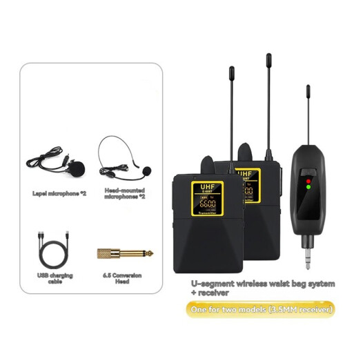 1-to-2 UHF Wireless Lapel Microphone 38m Long Range Zero Latency Lavalier Microphone for Teaching Live Performance 1