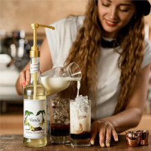 6Pcs Syrup Pump Compatible with 750ml Glass Bottles, Leak-Proof Coffee Flavor Dispenser with Dust Covers for Dirty Soda