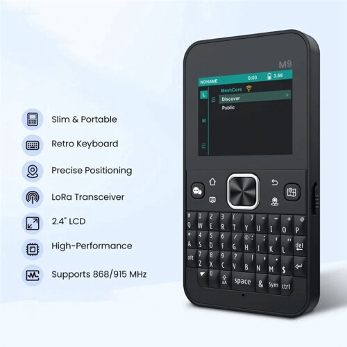 ThinkNode M9 MeshCore Communication Terminal ESP32-S3 Dual-Core with Keyboard 2.4" LCD Display GPS Node LoRa Tag 868MHZ