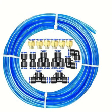 Air Hose Pipe Tube Kit Universal Quick Release Metal/PVC Connectors, Foldable Leak-Proof Connector 8mm 10m (32.8ft)