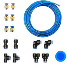 Pneumatic Tubing PU Air Hose Pipe Tube Kit Quick Release Metal/PVC Connectors for Air Fluid Transfer 6mm (32.8ft)