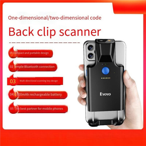 Eyoyo 1D 2D QR Back Clip Barcode Scanner  Portable Barcode Reader Data Matrix Scanner for Library 1