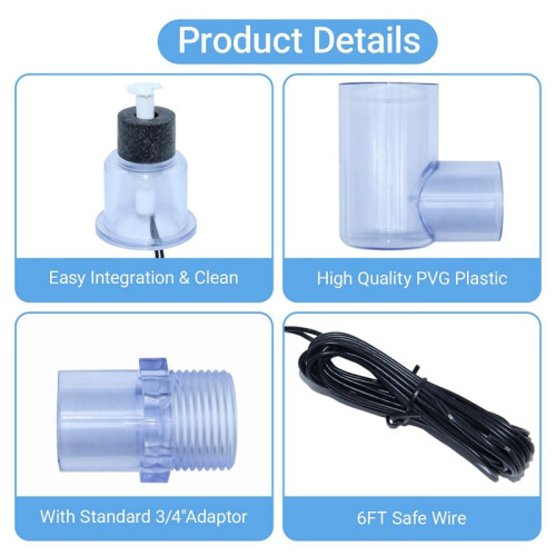 SS2 Float  L Shape,for Safe-T- for HVAC Drain Pan Condensate Outlet,AC Water Level  with Adapter 1
