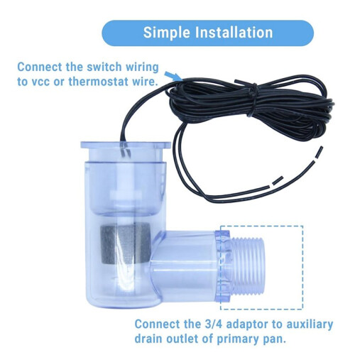 SS2 Float  L Shape,for Safe-T- for HVAC Drain Pan Condensate Outlet,AC Water Level  with Adapter 2