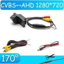 Cámara de Visión Trasera Ojo de Pez AHD CVBS 720P, Monitor de Estacionamiento Trasero con Manija del Maletero para  X-Trail T31 2007-2013