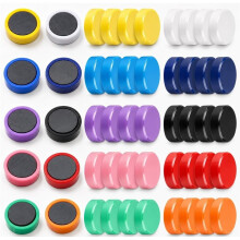 Pack of 50 Fridge Magnets, Colourful, Round Strong Magnets,for Fridge, Whiteboard, Magnetic Board, Locker Pin Board
