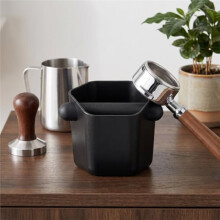 Espresso Knock Box 580ml Black Spill-Resistant Dump Bin, Coffee Grounds Disposal for Home Cafe Countertop