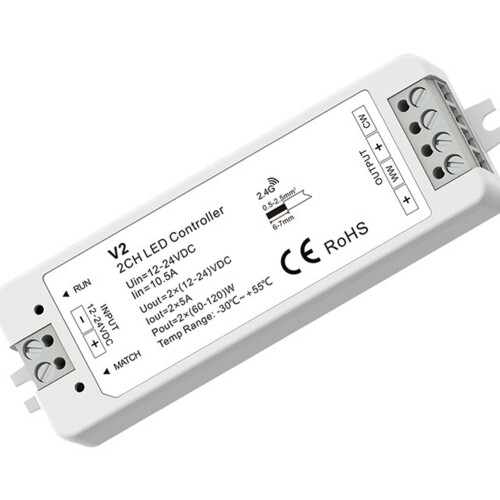 Tuya LED Dimmer with 2.4G RF Wireless Remote Control 12-24V 2CH RF Color Temperature Controller LED Strip Controller 2