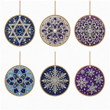 6Pcs Christmas Rhinestone Art Pendant Kit Crystal Beaded  for DIY Tree Ornament & Home Wall Decor