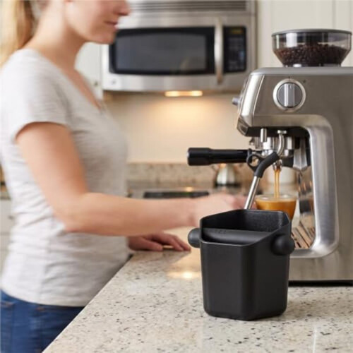 Espresso Knock Box 580ml Black Spill-Resistant Dump Bin, Coffee Grounds Disposal for Home Cafe Countertop 2