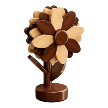 5Pcs Sunflower Wooden Trivet Set Expandable Hot Dish Stand & Coaster 2-in-1 for Countertop Decor Brown