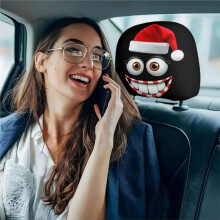 2Pcs Christmas Face Printed Car Headrest Covers Car Headrest Protectors Washable Funny Headrest Protectors B