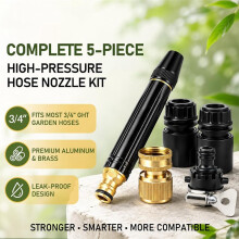 High Pressure Hose Nozzle Metal for US Garden Hoses with 3 Sprays Modes,Water Jet with 3/4" GHT Brass Quick Connect