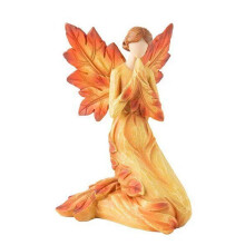 Autumn Maple Leaf Angel Statue Desktop Ornaments Garden Home Office Decoration,Kneeling Angel