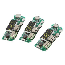 3Pcs Lithium Battery Charger Board LED Dual USB 5V 2.4A Type-C USB Mobile Power Bank 18650 Charging Module Circuit