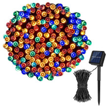 Luzes de LED Solares para Exterior - Guirlanda de Luzes de Fada À Prova D'Água para Decoração de Casamentos em Jardins, Multicolorida