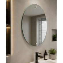Frameless Oval Drilled Wall Glass Mirror 50x70Cm