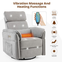 Electric Power Recliner Chair 300° Swivel Rocker W/ Foldable Armrests Functional Chair