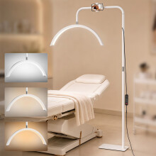HOMCOM Half Moon Lash Light, Beauty Floor Lamp with Rotatable Head