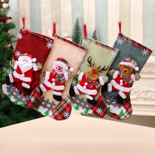 4 Pack Christmas Stocking for Christmas Fireplace Decorations