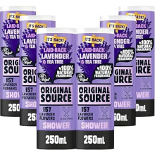 Original Source Lavender Shower Gel, 100 Percent Natural Fragrance, Vegan, Cruelty Free, Paraben Free, Bulk Buy, Pack of 6 x 250 ml