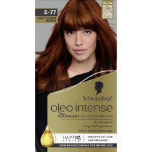 Schwarzkopf Oleo Intense 5-77 Light Copper Brown Permanent Hair Dye, Ammonia-Free Hair Colour, Warm Copper Brown Shade, Up to 100% Grey Coverage