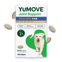 YuMOVE Max Strength Joint Supplement for Senior Dogs, Hip & Joint care with Glucosamine, Chondroitin & Green Lipped Mussel, Aged 8+, 240 Tablets