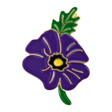Purple Poppy Flower Pin Remembrance Day Lest We Forget Brooch Enamel Pin Badge Memorabilia