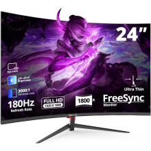 ZovvJee 24 Inch Curved Gaming Monitor FHD 1080P 180Hz 1ms FreeSync 98% sRGB Ultra Thin Bezel
