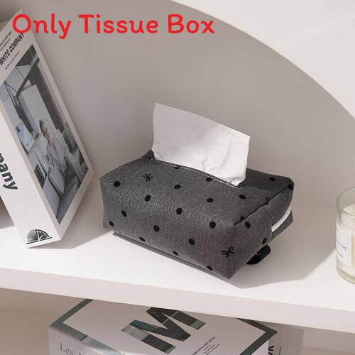 (Gray)Casual Polka Dot Tissue Box With Multifunctional Design For Home And Storage Office