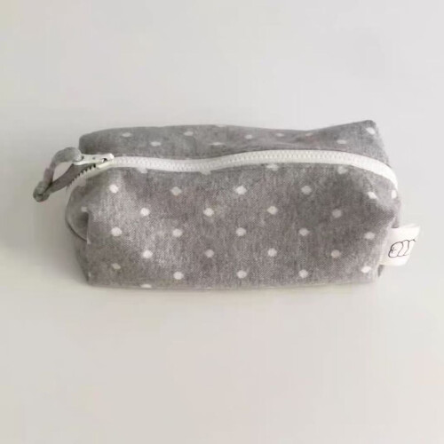 (Gray) Modern Cotton Pen Case With Dot Pattern Suitable For School And Office Use