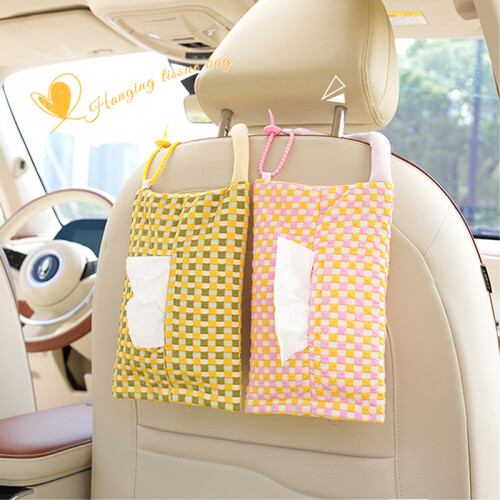 (Brown)Innovative Car Tissue Box With Creative Pattern And Polyester Cover For Car Home And 1