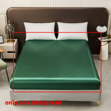 (Green, 137x190cm) Satin Sheet Fitted Soft Bedspread With Solid Color Design Suitable For Elegant Bedroom Decor
