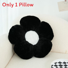 (Black) Decor Simple Floral Pillow With Soft Plush Material For Or Bedroom Couch