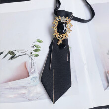 (Black) Silk Collar Butterfly Brooch With Rhinestone Decoration For Neck Decor Women
