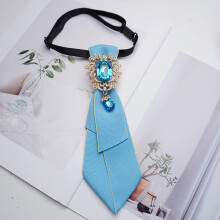 (Blue) Butterfly Silk Collar Brooch With Rhinestone Decoration For Decor Neck Women