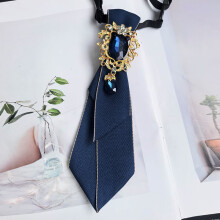 (Indigo) Butterfly Silk Collar Brooch With Rhinestone Decoration For Decor Neck Women
