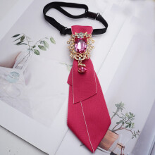 (Red) Silk Collar Butterfly Brooch With Rhinestone Decoration For Neck Women Decor